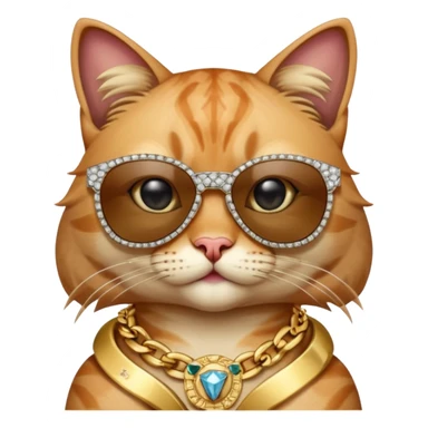 Cat with Versace shades on and a big diamond letter K chain around there neck sticker