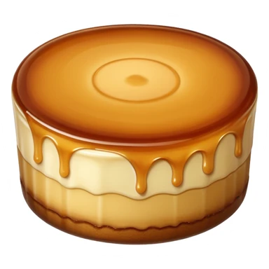 round caramel flan, glossy top, soft custard texture sticker