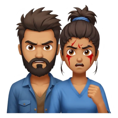 brother and sister fighting modern culture naughty  - indian skin and hairstyle - men beard  sticker