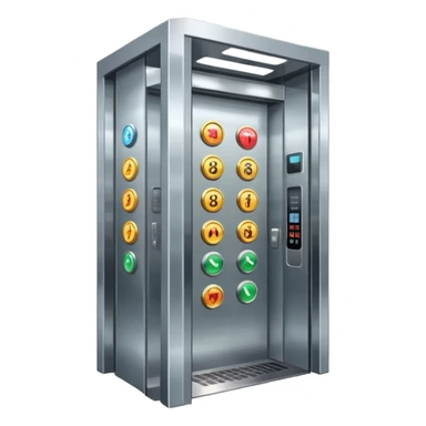 spacious elevator with control panel and buttons sticker