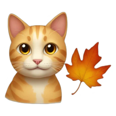 cat and autumn leaf sticker