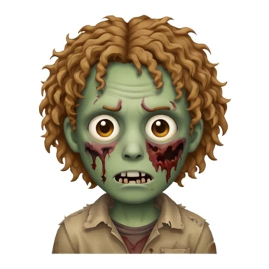 emoji de zumbi cabelo cacheado castanho claro e olho castanho sticker