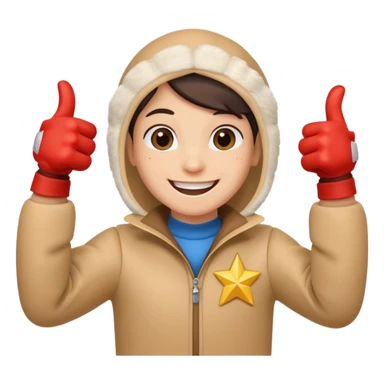 HD a smiling happy dancing toon star with both gloved hands doing thumbs up and blue background sticker