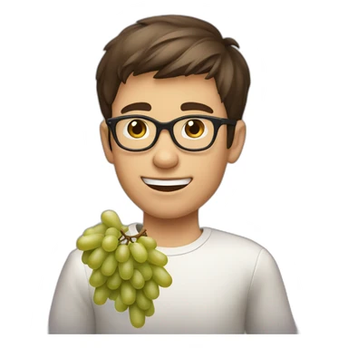 Classy short-brown-haired, bitter, bespectacled young man throwing grapes sticker