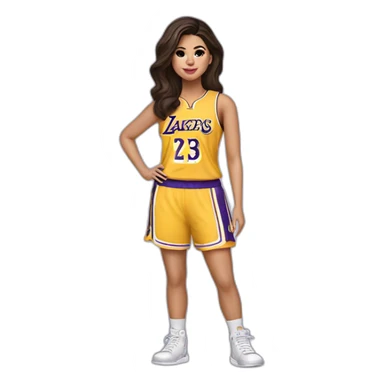 selena gomez with yellow lakers jersey sticker