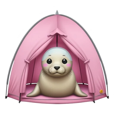 Seal in a light pink tent  sticker