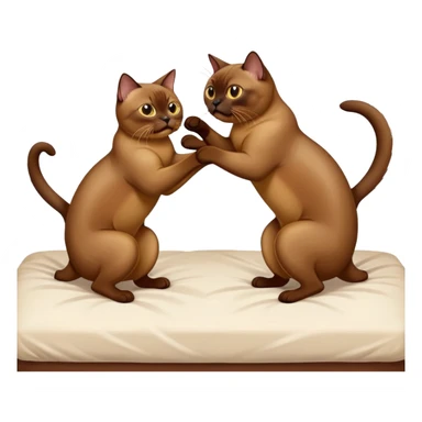 Two Burmese cats fighting on the bad  sticker