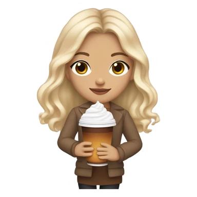 aesthetic white girl with blonde wavy hair and brown eyes sipping an iced americano in a cute coffee shop  sticker