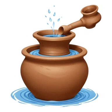 Realistic image of a potter's wheel in action, shaping wet clay into graceful shapes, water splashing gently sticker