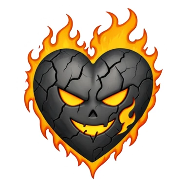 villain themed heart with flames sticker