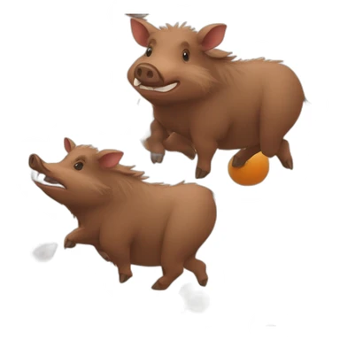 anthropomorphic brown wild boar orange cheeks and tusks sticker