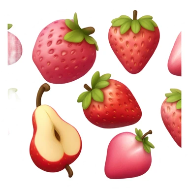 Pink fruity elements represented by fresh strawberries, pears, and apples. sticker
