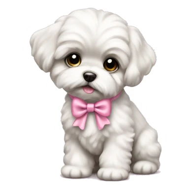 Schichon puppy pink bow sticker