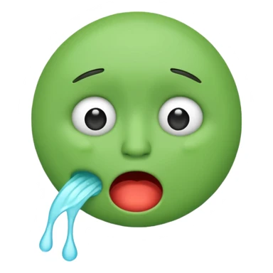 emoji green face vomiting and crying minimal details round shape sticker