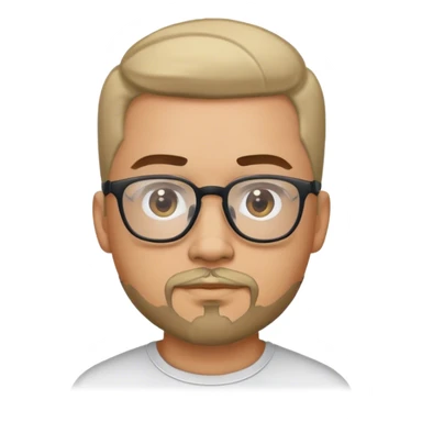 man with goatee light skin soft hair with a side part en mid fade dark eyes and glasses sticker