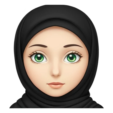 a girl wearing a black hijab and has green and blue eyes sticker