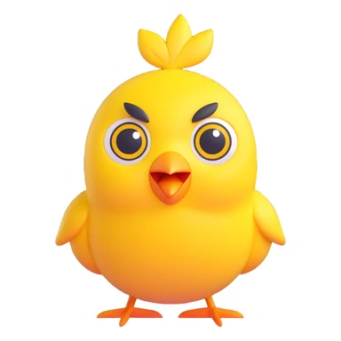 yellow bird with big eyes, Microsoft Fluent 3D emoji style sticker