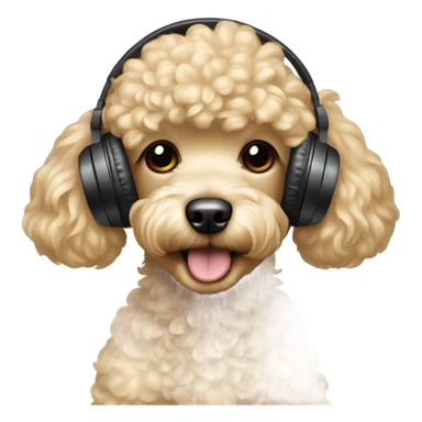 Blonde toy poodle with headphones on sticker