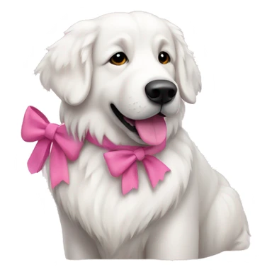 white great pyrenees dog with a pink bow sticker