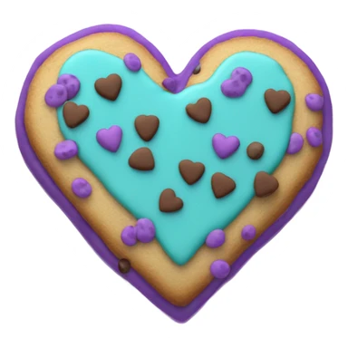 Purple teal chocolate chip heart cookie sticker
