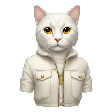 Off white fashionable cat sticker
