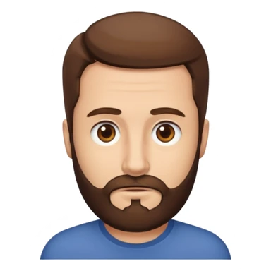 man with short brown hair, brown eyes, and has a brown beard. absolutely no forehead wrinkles  sticker