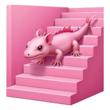 Axolotl on pink stairs sticker
