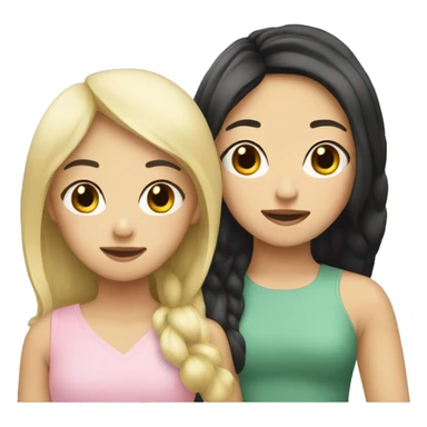 Asian and blonde girl besties sticker