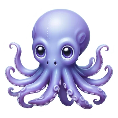 Cinematic Noble Baby Octopus Portrait Emoji, Poised and graceful, with a soft, rounded, slightly translucent body in a dreamy light blue-purple hue, large, glistening eyes full of quiet intelligence and mystery, delicate, flowing tentacles curling gently, Simplified yet sophisticated features, highly detailed, glowing with a soft, ethereal oceanic radiance, high shine, elegant and serene, stylized with an air of deep-sea wonder, focused and tranquil, soft glowing outline, capturing the essence of an otherworldly, intelligent little cephalopod, floating effortlessly in the gentle ocean currents! sticker