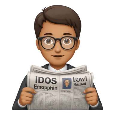 man with rolled newspaper sticker