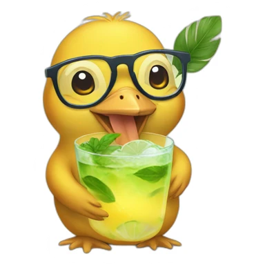 psyduck with glasses drinking mojito sticker