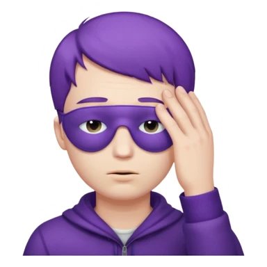 men with purple short hair which cover eyes sticker