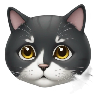 cute chubby black-and-white-cat sticker