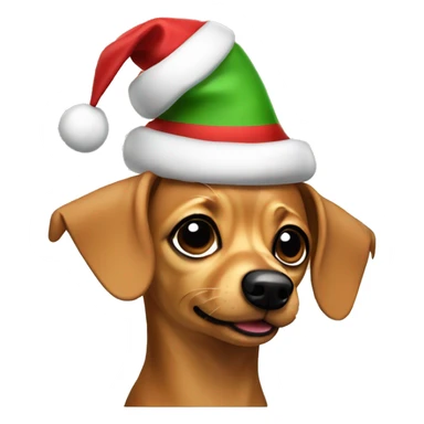 Chiweenie with Christmas hat sticker