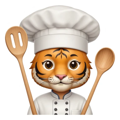 Tiger chef with chef hat and spatula sticker