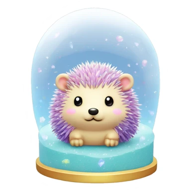 Kawaii rainbow pastel bedazzled hedgehog in an under the sea snow globe  sticker