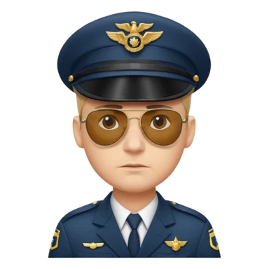 Officer with peaked cap + aviator sunglasses, half body sticker