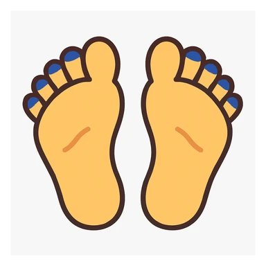 Create a simple and playful emoji style illustration of two feet soles facing forward in the same pose as the reference image. The design should be clean, friendly, and without any explicit content. Emulate the emoji style look while keeping the pose and simplicity. sticker