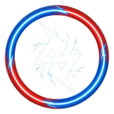 Red and blue lightening in a circle shape with effects sticker