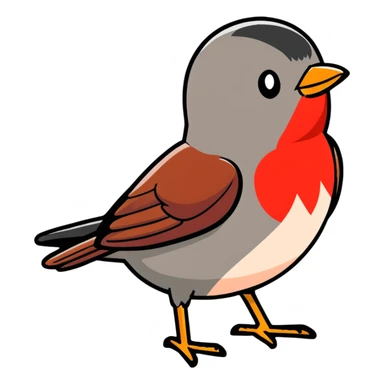 sweet little red robin bird sticker