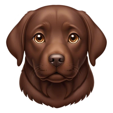 Cinematic Noble Chocolate Labrador Portrait Emoji, Poised and regal, with a robust, muscular build and a rich, glossy chocolate Fur, deep-set soulful brown eyes, Simplified yet sharp and sophisticated features, highly detailed, glowing with a soft, dignified glow, high shine, intelligent and gentle, stylized with an air of confidence, focused and attentive, soft glowing outline, capturing the essence of a watchful and loving companion, so majestic it feels as though it could bound out of the screen with effortless authority! sticker
