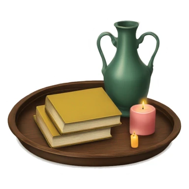 vintage tray with books and candle sticker