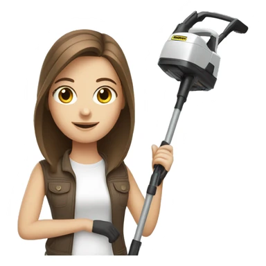  white girl with brown hair with a karcher vacuum cleaner in  hands sticker