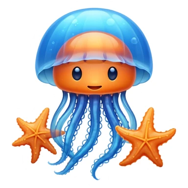 Jellyfish hugging a starfish sticker