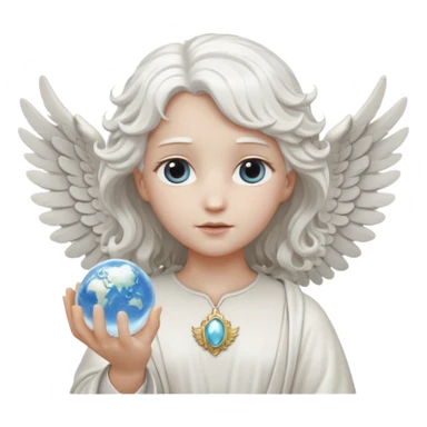 Angel statue wavy hair hollow eyes feathered wings holding the world sticker