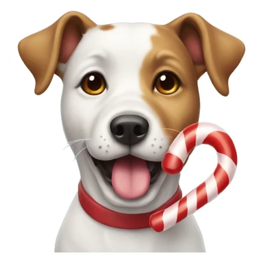 Dog with candy cane in its mouth sticker