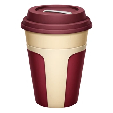 A takeaway coffee cup emoji with a burgundy and cream color theme sticker