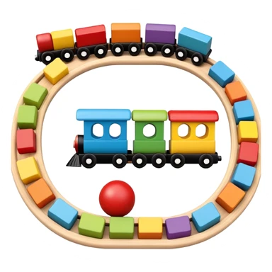 wooden toys set with blocks, train, and stacking rings for children sticker
