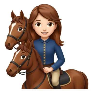 brown haired girl on a cheatnut hporse smiling' sticker