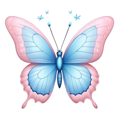 Light blue butterfly facing a light pink butterfly with trails of sparkles sticker